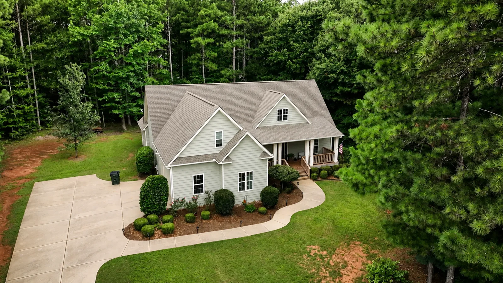 Aerial — Home, Lawn & Driveway