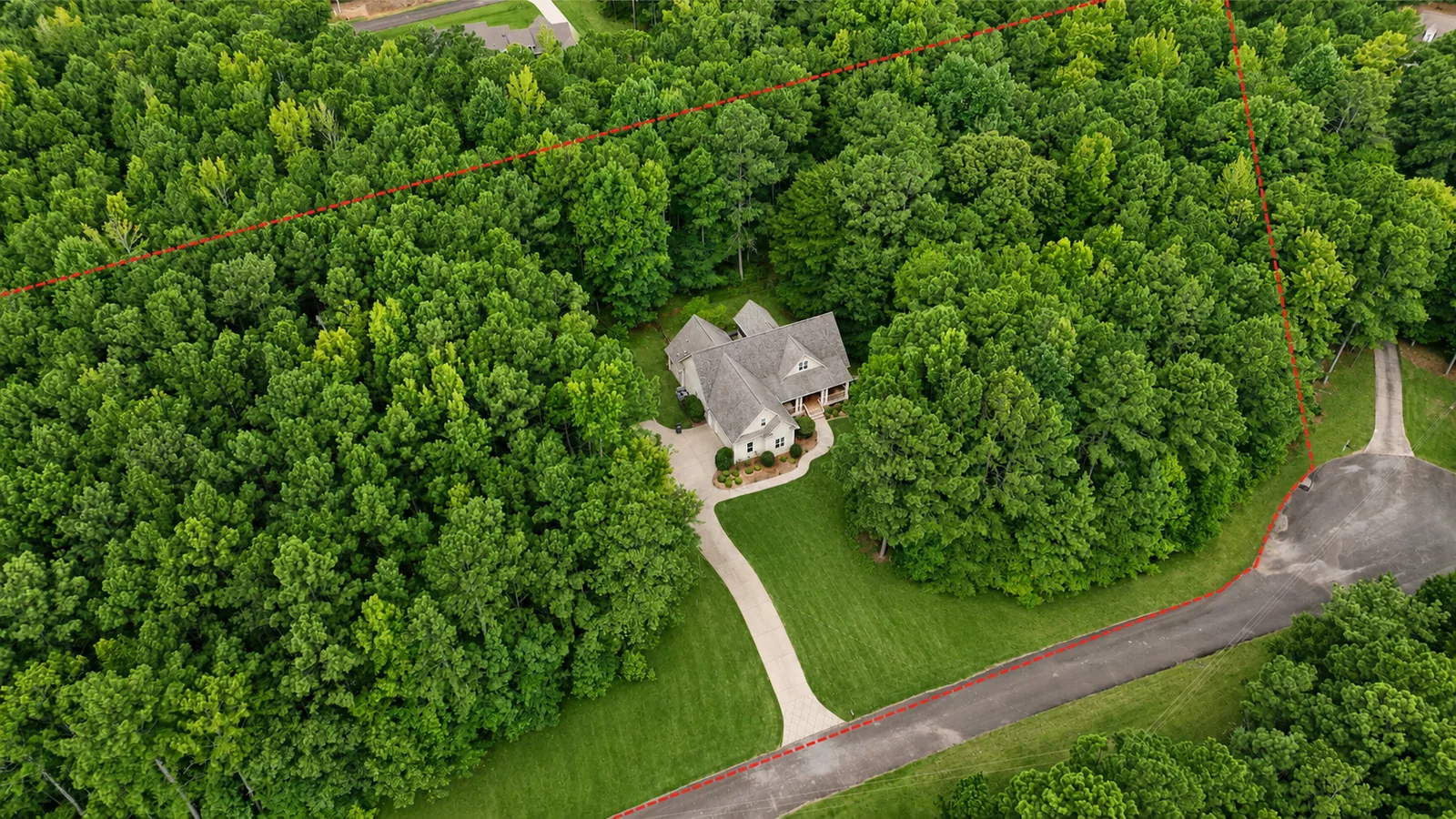 Aerial — Wooded Homesite