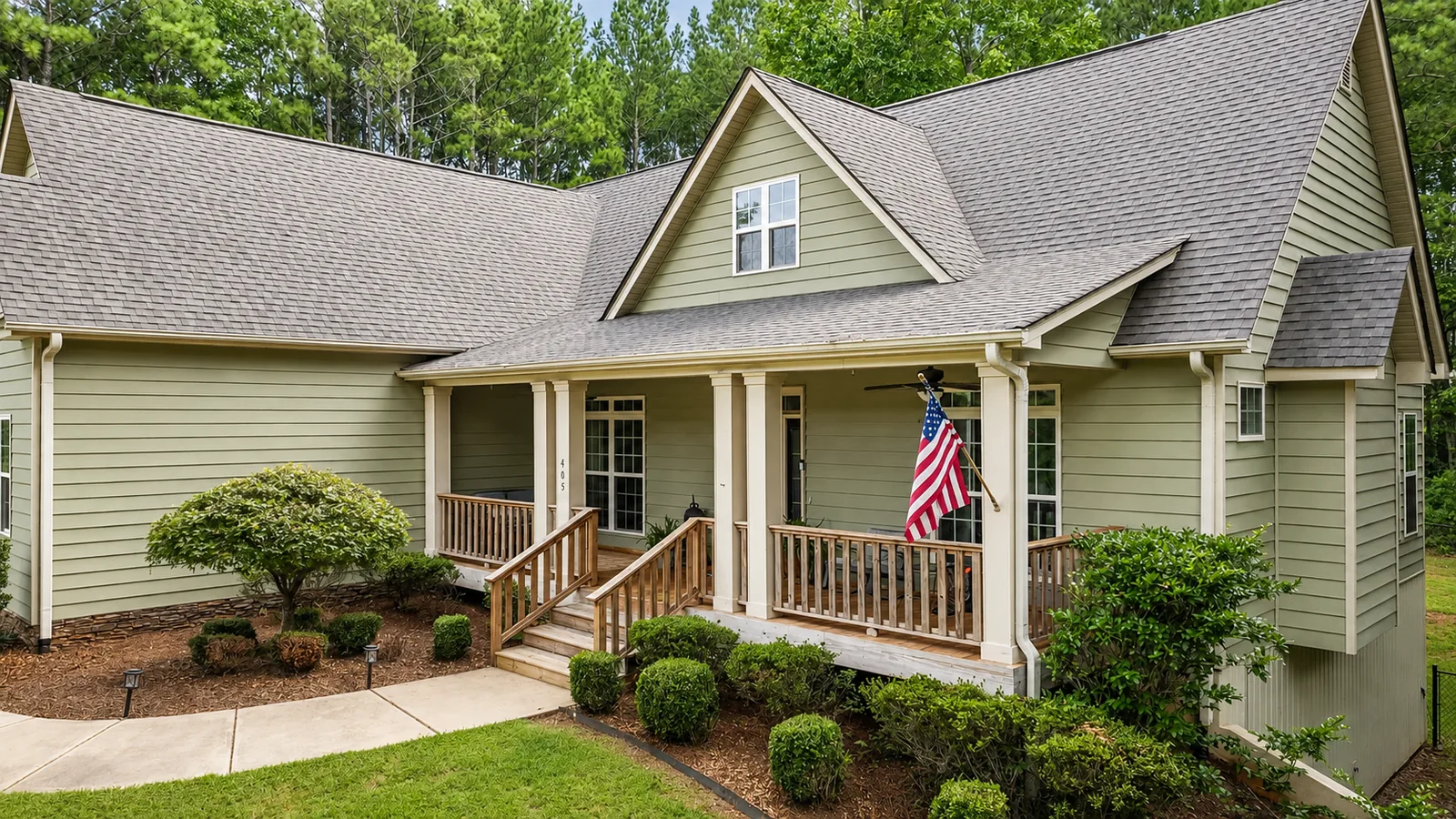 Front Porch & American Flag