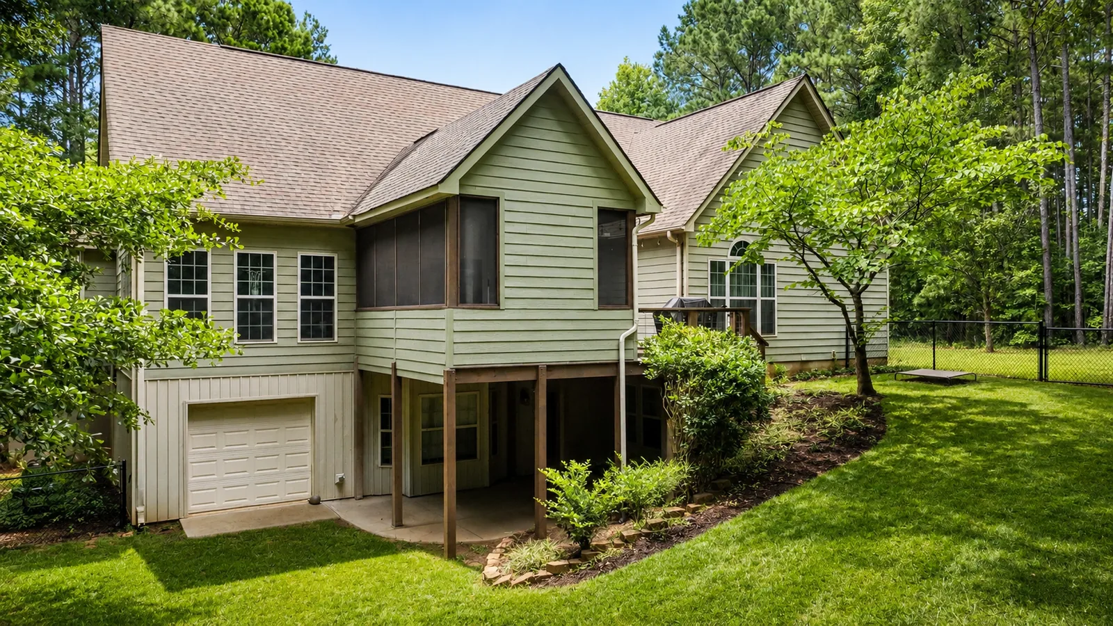 Rear Exterior & Lower-Level Garage